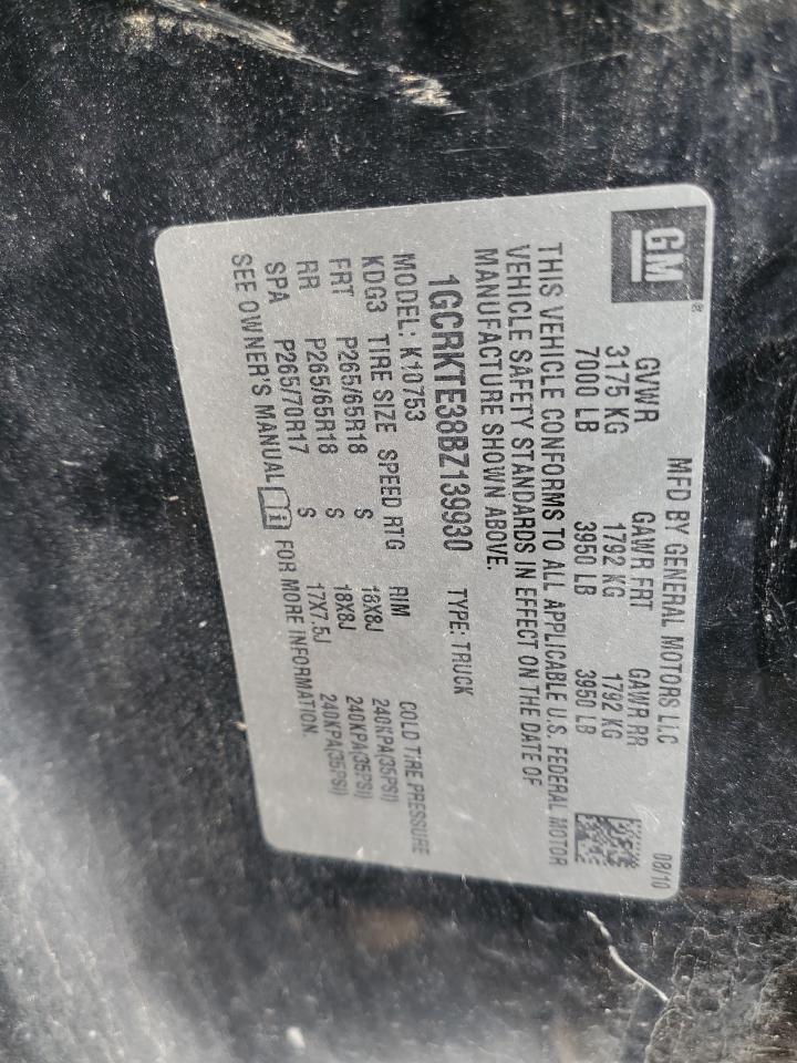 2011 Chevrolet Silverado VIN 1GCRKTE38BZ139930 Copart auction photo, minor dent/scratches damage thumbnail 12