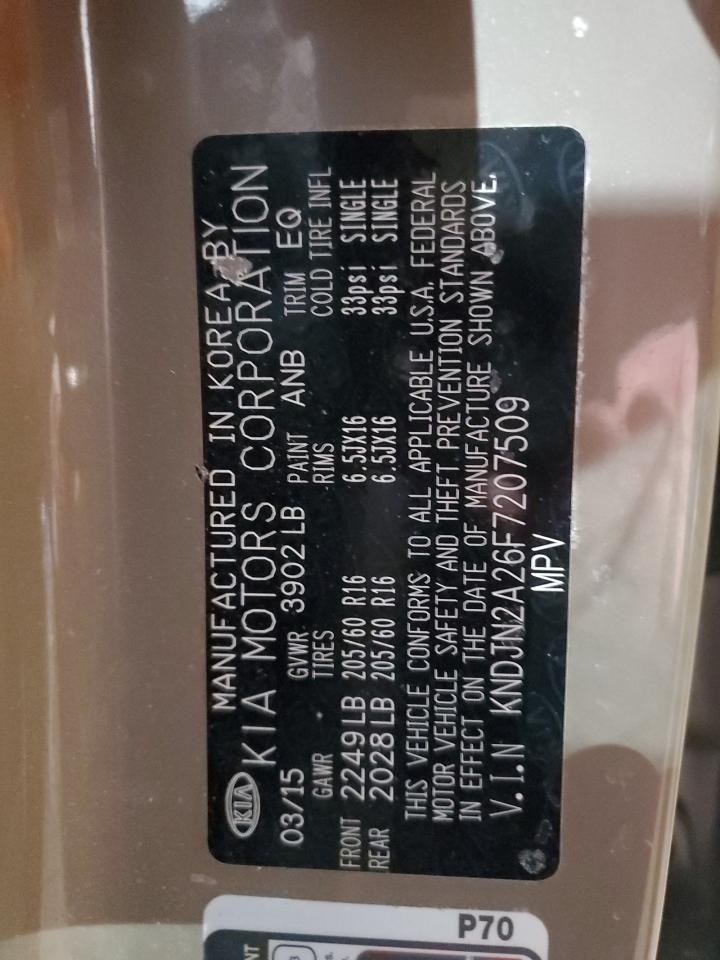 2015 KIA Soul VIN KNDJN2A26F7207509 Copart auction photo, all over damage thumbnail 13