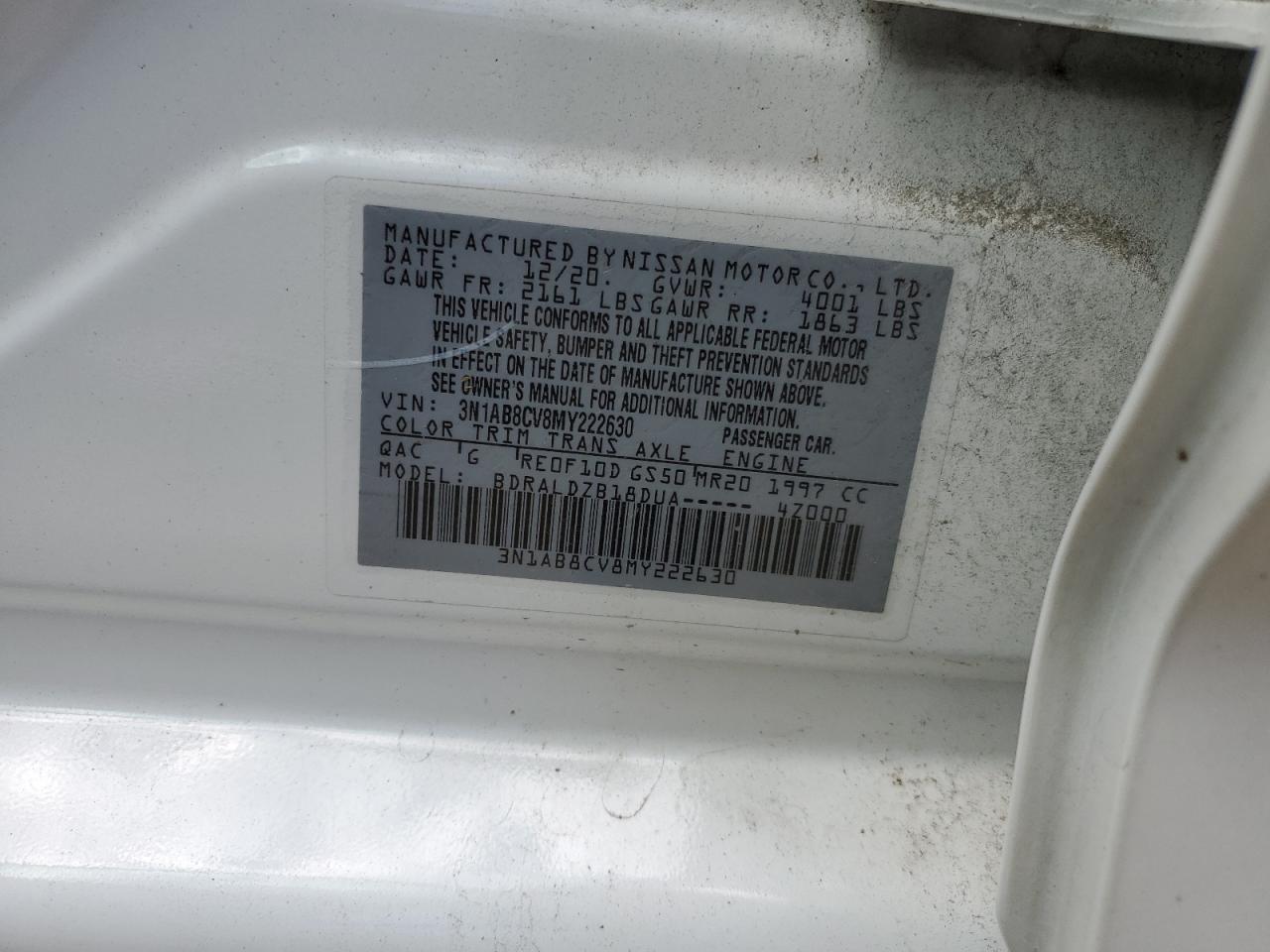 2021 Nissan Sentra VIN 3N1AB8CV8MY222630 Copart auction photo, front end damage thumbnail 12