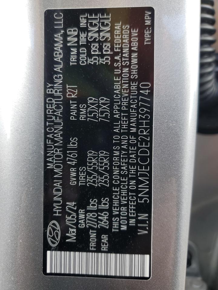 2024 Hyundai Tucson VIN 5NMJECDE2RH397740 Copart auction photo, front end damage thumbnail 14