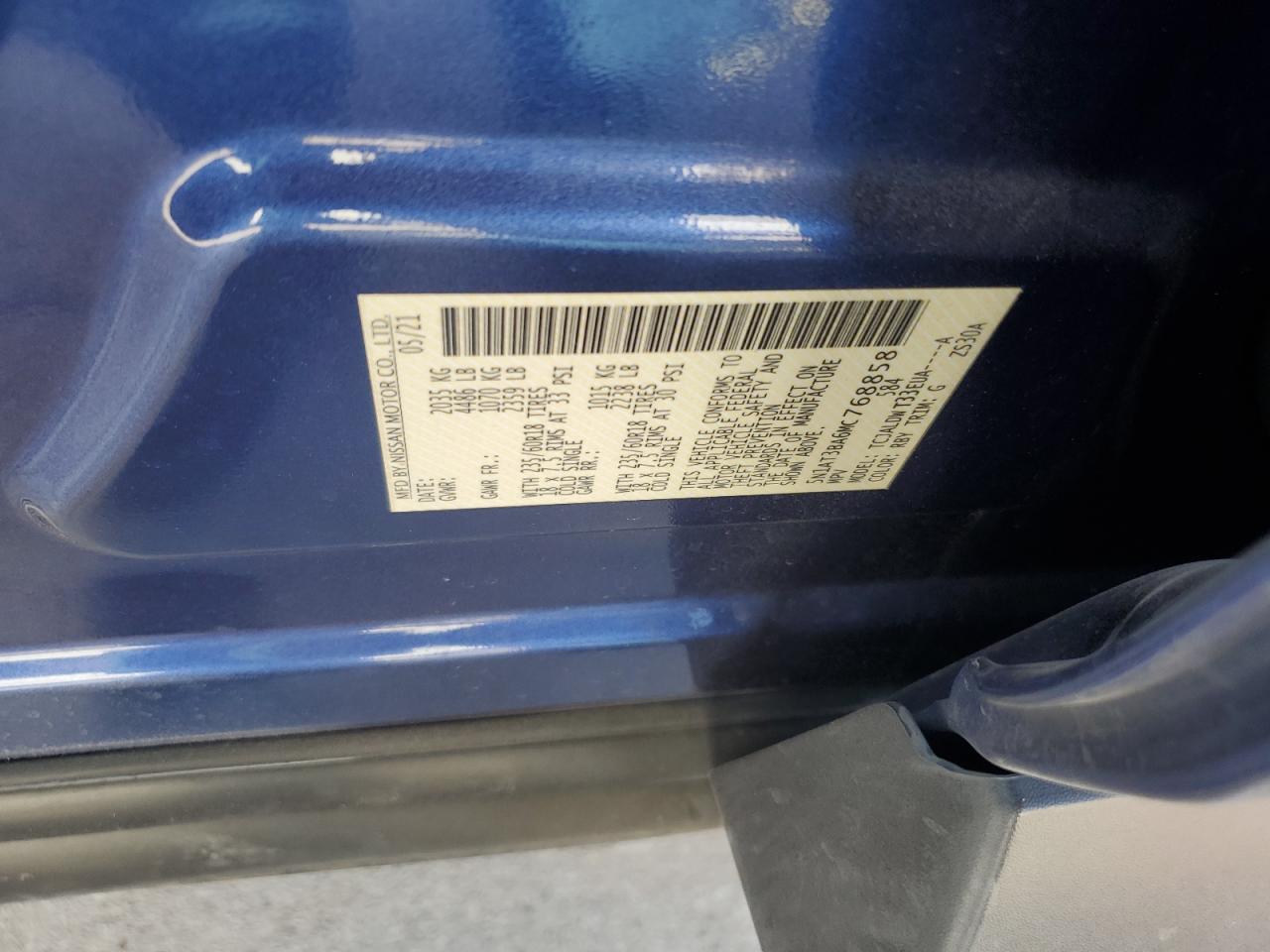 2021 Nissan Rogue VIN 5N1AT3BA6MC768858 Copart auction photo, water/flood / front end damage thumbnail 14