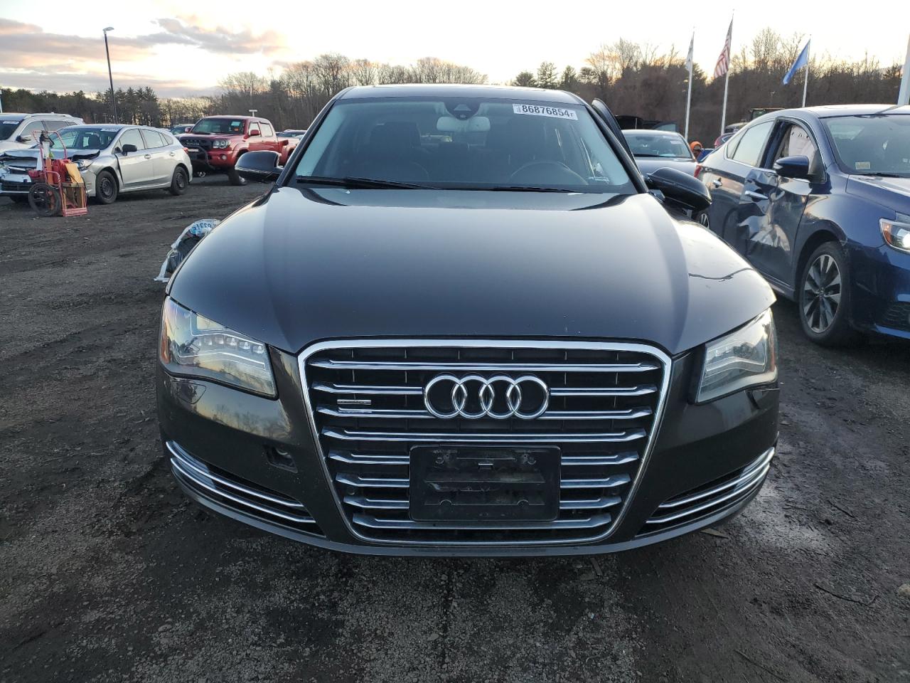 2014 Audi A8 VIN WAURMAFD7EN005005 Copart auction photo, side / front end damage thumbnail 5