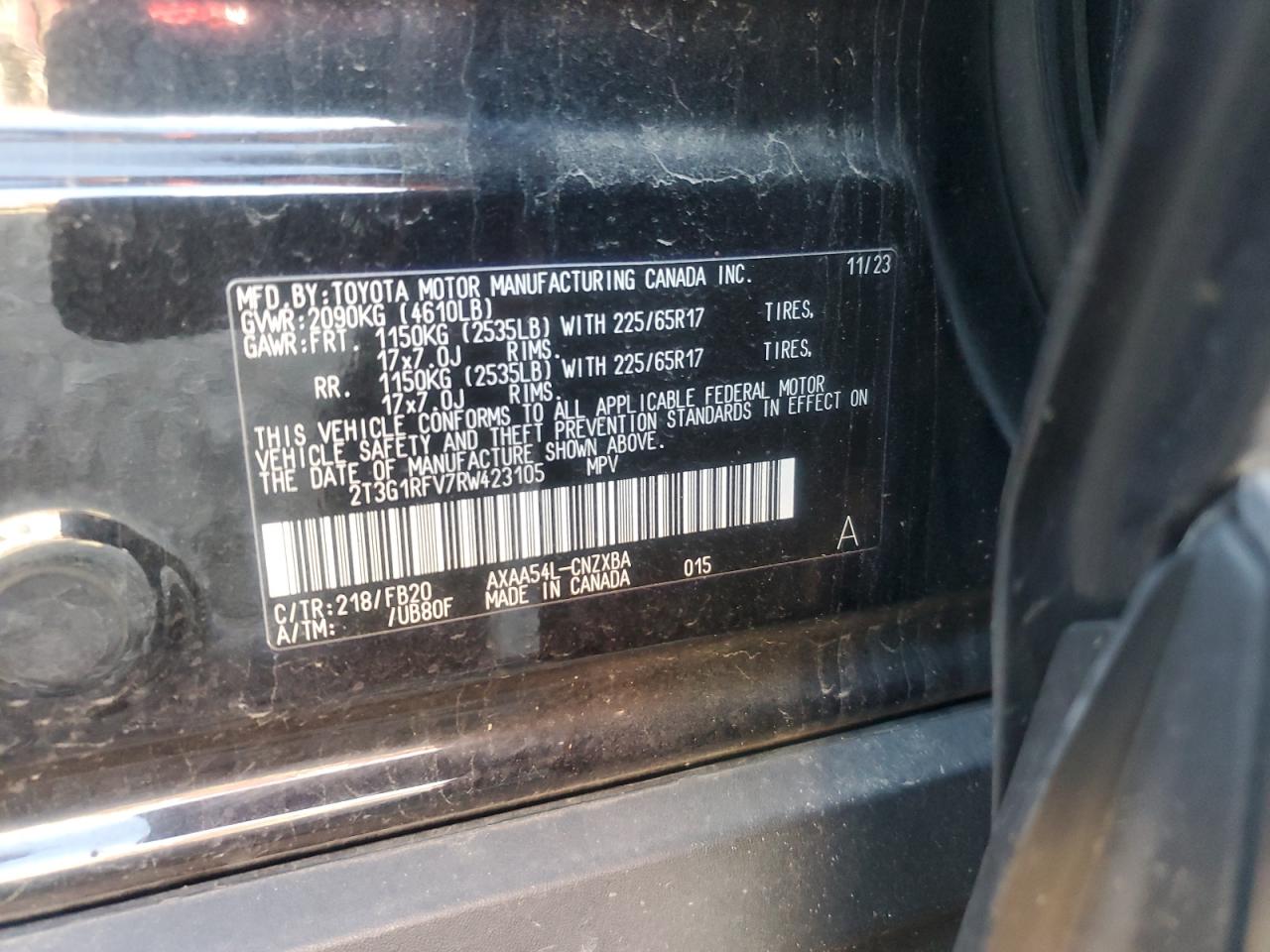 2024 Toyota RAV 4 VIN 2T3G1RFV7RW423105 Copart auction photo, front end damage thumbnail 14