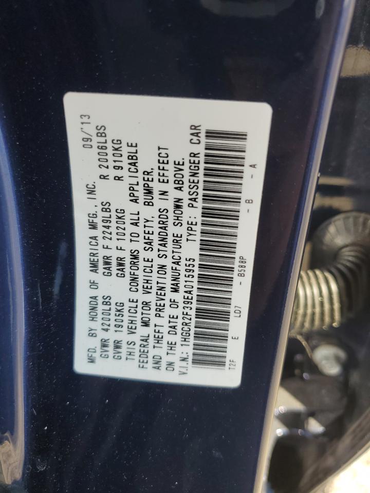 2014 Honda Accord VIN 1HGCR2F39EA015955 Copart auction photo, front end damage thumbnail 13