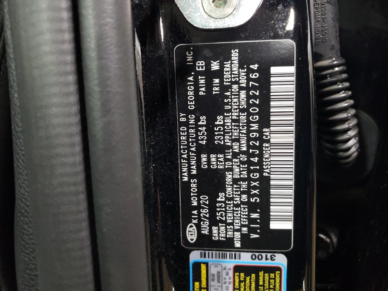 2021 KIA K5 VIN 5XXG14J29MG022764 Copart auction photo, front end / side damage thumbnail 13