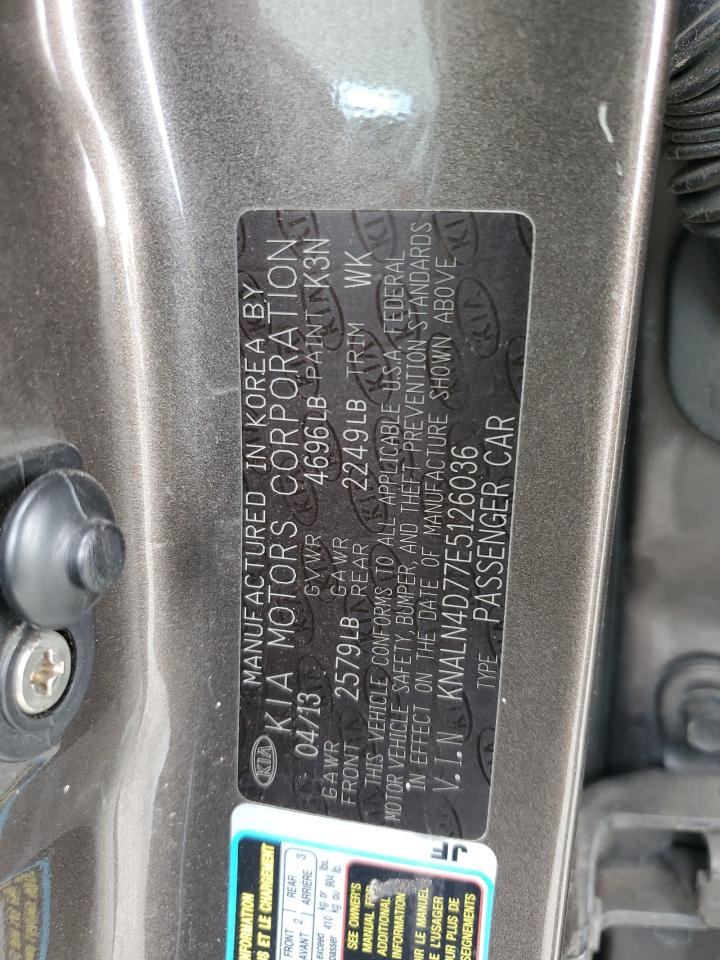 2014 KIA Cadenza VIN KNALN4D77E5126036 Copart auction photo, stripped damage thumbnail 12