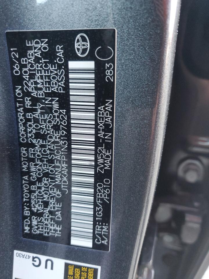 2022 Toyota Prius VIN JTDKAMFP1N3197624 Copart auction photo, front end damage thumbnail 14