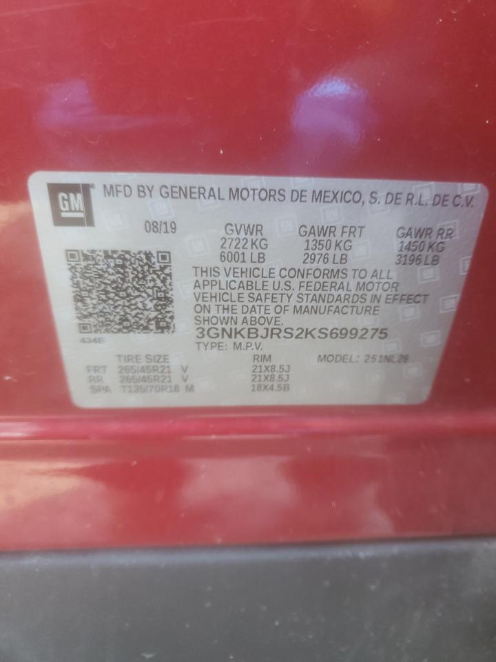 2019 Chevrolet Blazer VIN 3GNKBJRS2KS699275 Copart auction photo, all over damage thumbnail 13