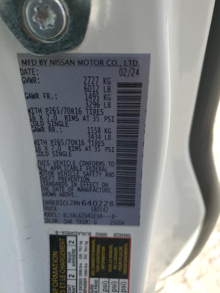 2024 Nissan Navara (Frontier) VIN 1N6ED1CL2RN640228 Copart auction photo, all over damage thumbnail 14