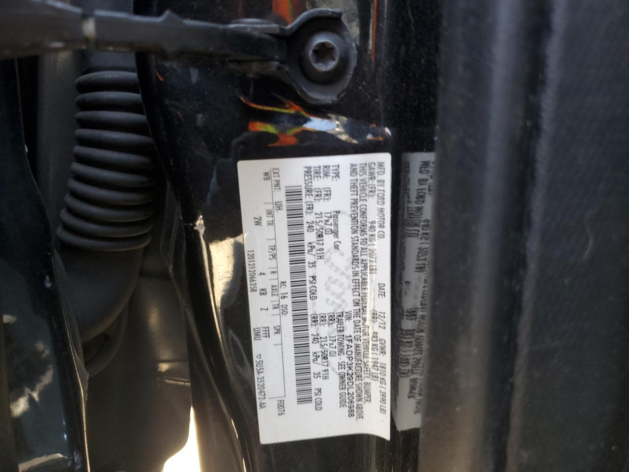 2013 Ford Focus VIN 1FADP3K29DL206988 Copart auction photo, front end damage thumbnail 14