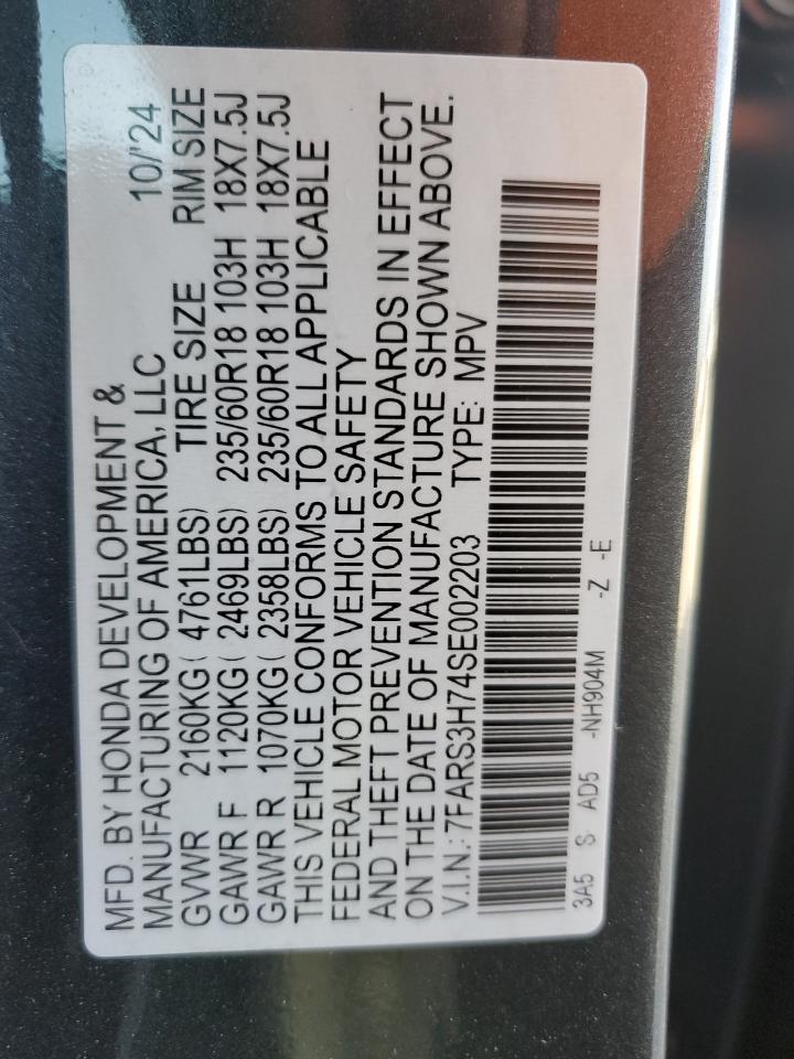 2025 Honda CR-V VIN 7FARS3H74SE002203 Copart auction photo, rear end / side damage thumbnail 13