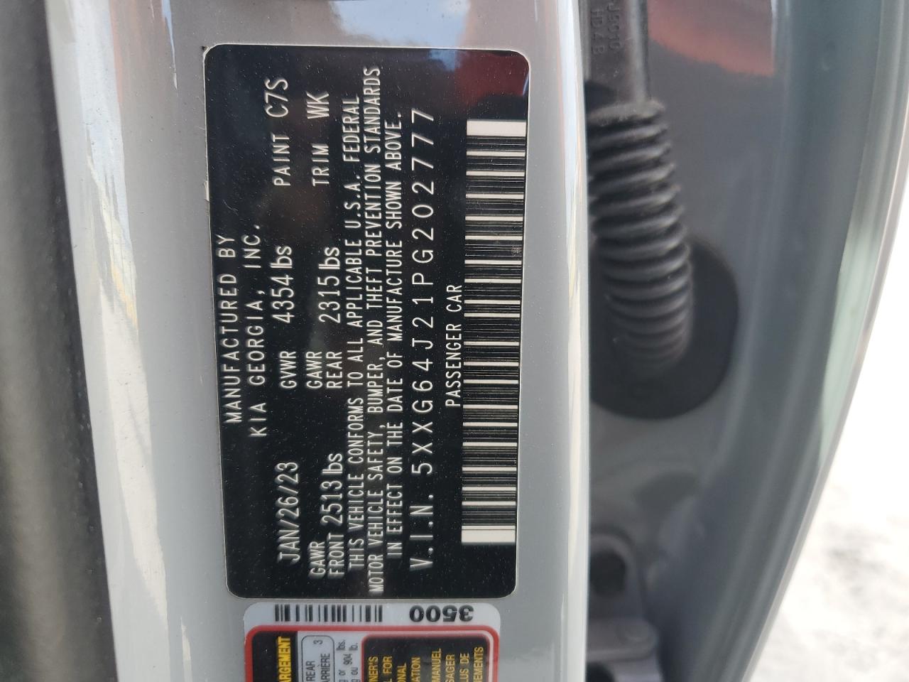 2023 KIA K5 VIN 5XXG64J21PG202777 Copart auction photo, front end damage thumbnail 13