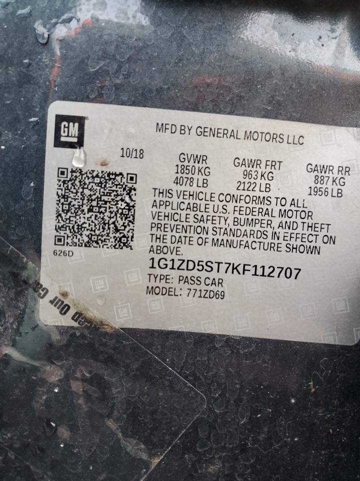 2019 Chevrolet Malibu VIN 1G1ZD5ST7KF112707 Copart auction photo, side / front end damage thumbnail 12