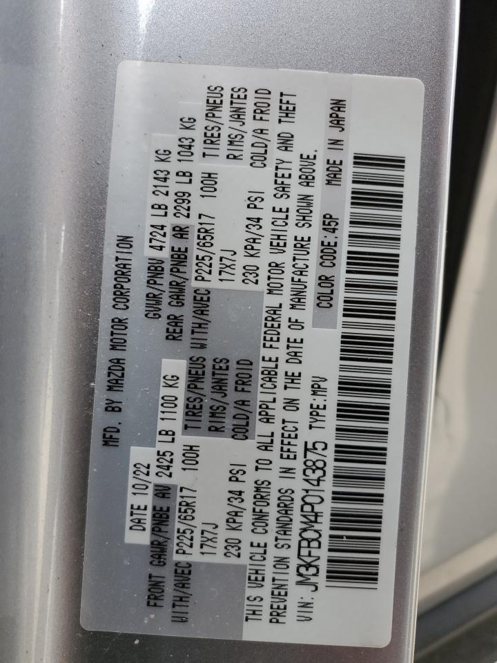 2023 Mazda CX-5 VIN JM3KFBCM4P0143875 Copart auction photo, frame damage / front end damage thumbnail 12