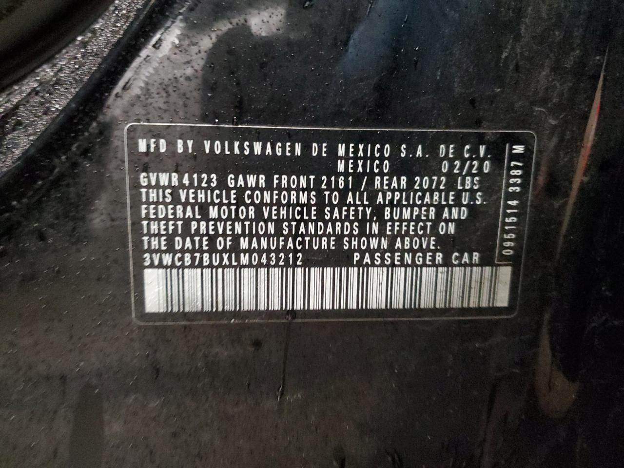 2020 Volkswagen Jetta VIN 3VWCB7BUXLM043212 Copart auction photo, front end damage thumbnail 13