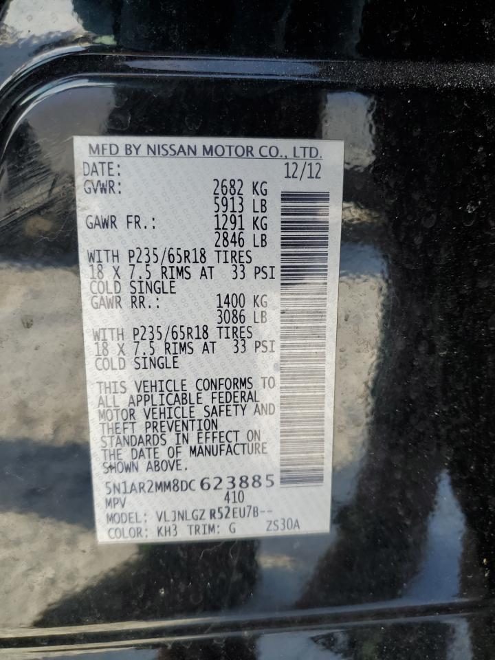 2013 Nissan Pathfinder VIN 5N1AR2MM8DC623885 Copart auction photo, mechanical / side damage thumbnail 13