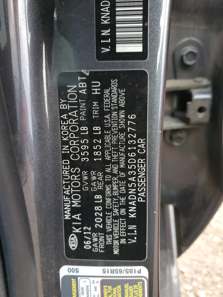 2013 KIA Rio VIN KNADN5A35D6132776 Copart auction photo, front end / minor dent/scratches damage thumbnail 12
