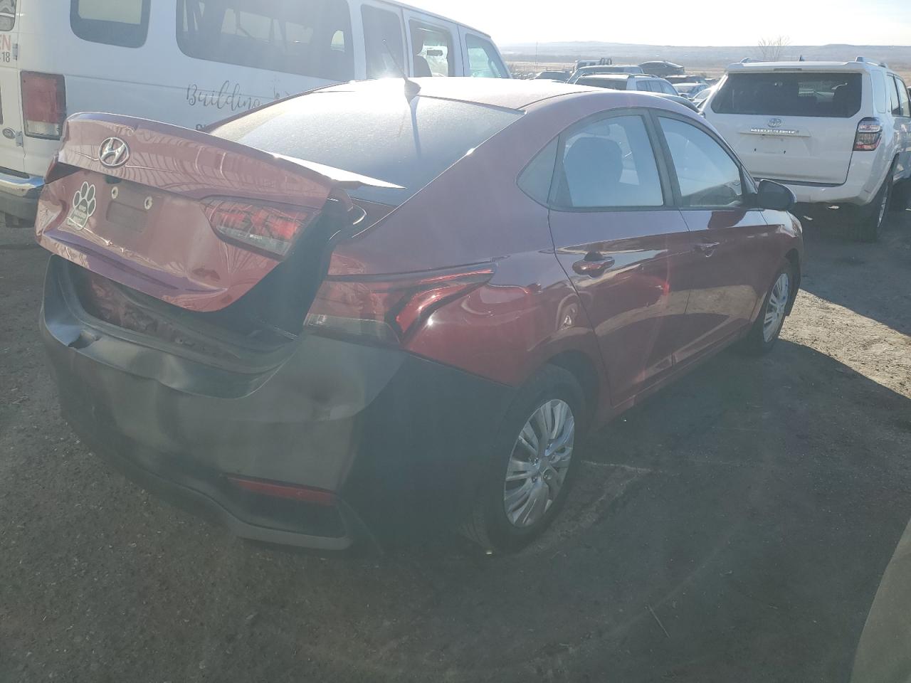2019 Hyundai Accent VIN 3KPC24A35KE076329 Copart auction photo, rear end damage thumbnail 3