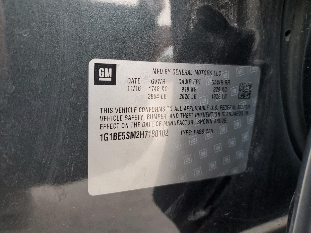 2017 Chevrolet Cruze VIN 1G1BE5SM2H7180102 Copart auction photo, front end damage thumbnail 14