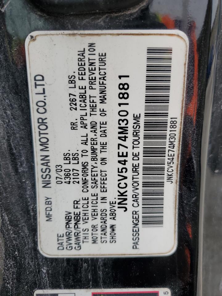 2004 Infiniti G VIN JNKCV54E74M301881 Copart auction photo, rear end damage thumbnail 12