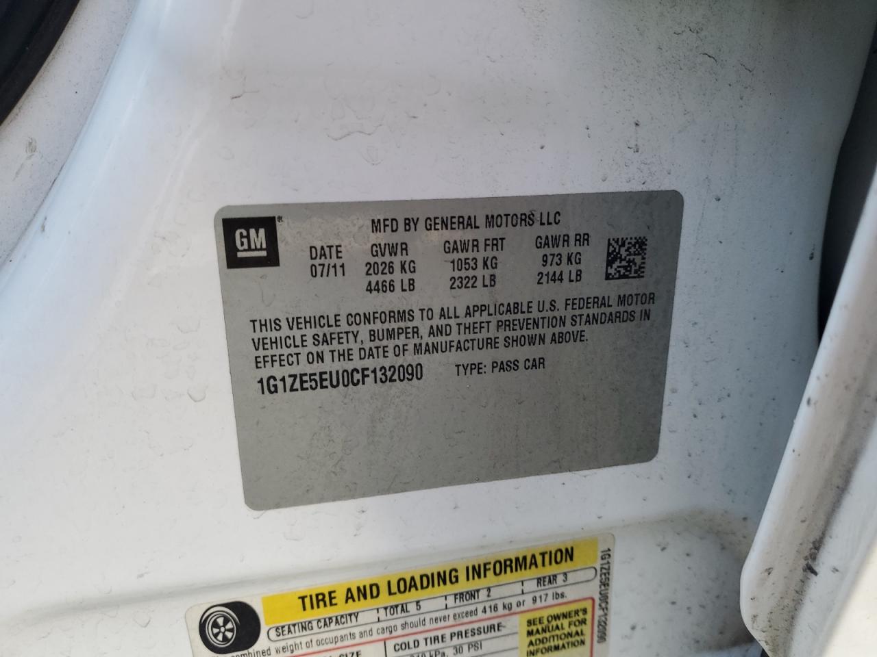 2012 Chevrolet Malibu VIN 1G1ZE5EU0CF132090 Copart auction photo, front end damage thumbnail 12