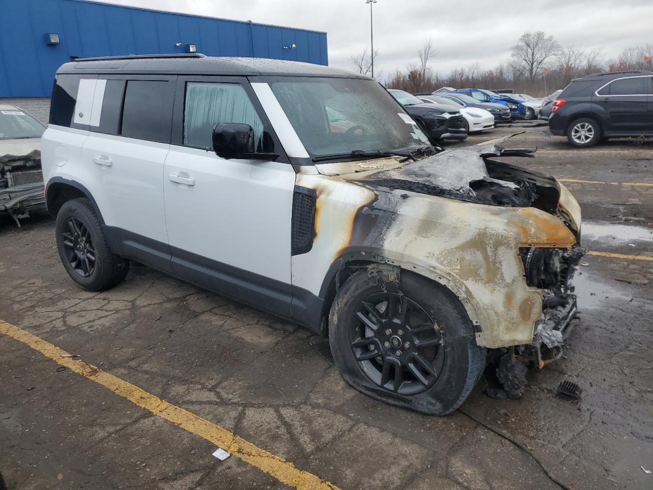 2024 Land Rover Defender VIN SALEJEEU5R2294453 Copart auction photo, burn - engine damage thumbnail 4