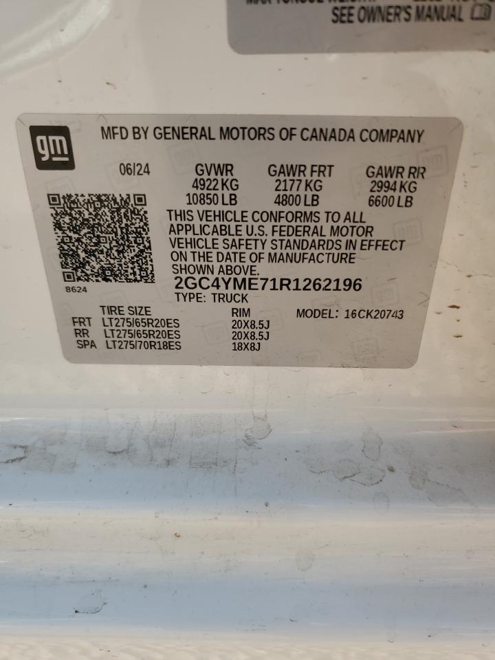 2024 Chevrolet Silverado VIN 2GC4YME71R1262196 Copart auction photo, front end damage thumbnail 13