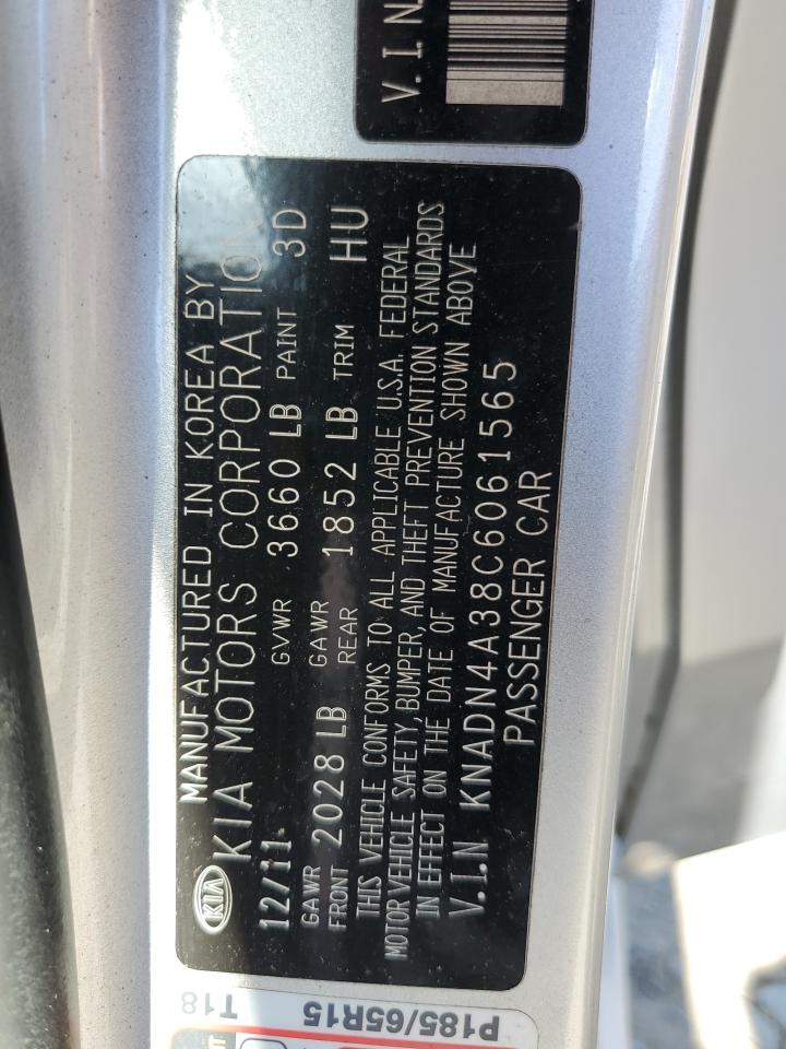 2012 KIA Rio VIN KNADN4A38C6061565 Copart auction photo, water/flood / side damage thumbnail 13