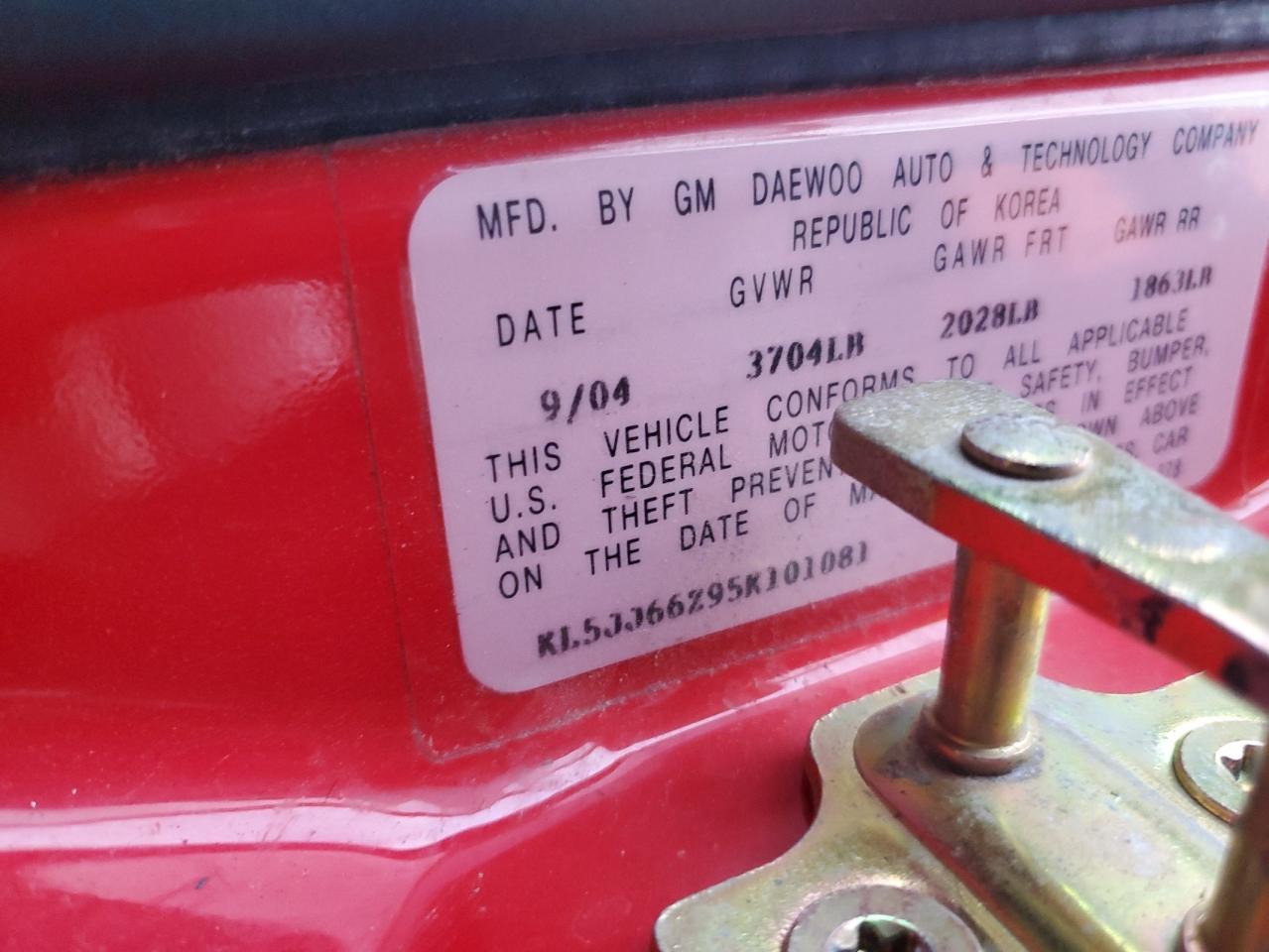 2005 Suzuki Reno VIN KL5JJ66Z95K101081 Copart auction photo, front end damage thumbnail 12