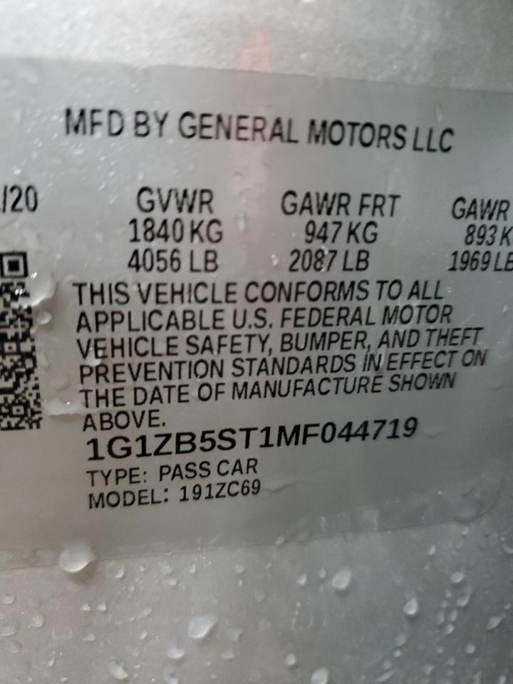 2021 Chevrolet Malibu VIN 1G1ZB5ST1MF044719 Copart auction photo, front end / minor dent/scratches damage thumbnail 12