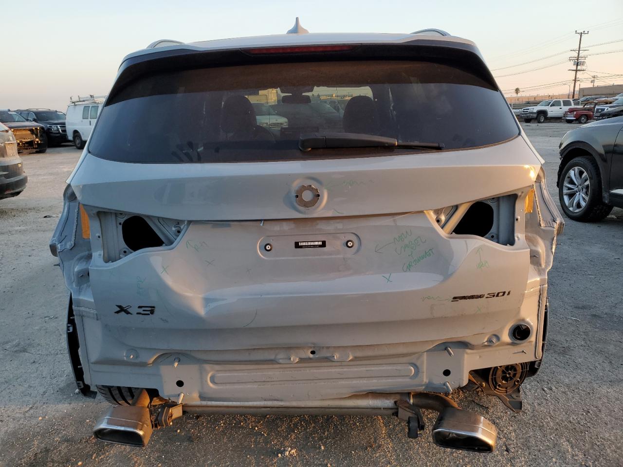 2022 BMW X3 VIN 5UX43DP05N9L93145 Copart auction photo, rear end / front end damage thumbnail 6