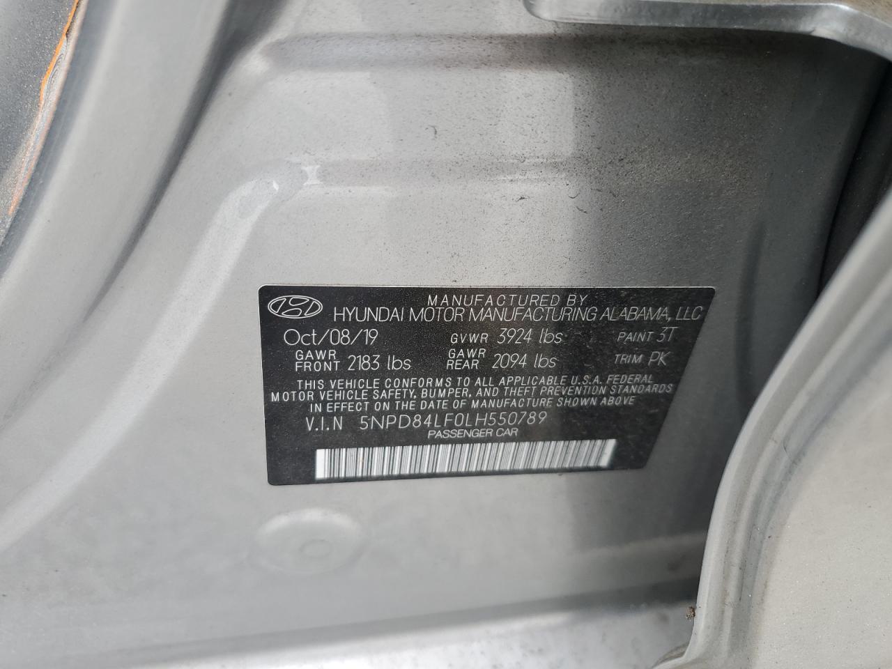 2020 Hyundai Elantra VIN 5NPD84LF0LH550789 Copart auction photo, rear end / front end damage thumbnail 12