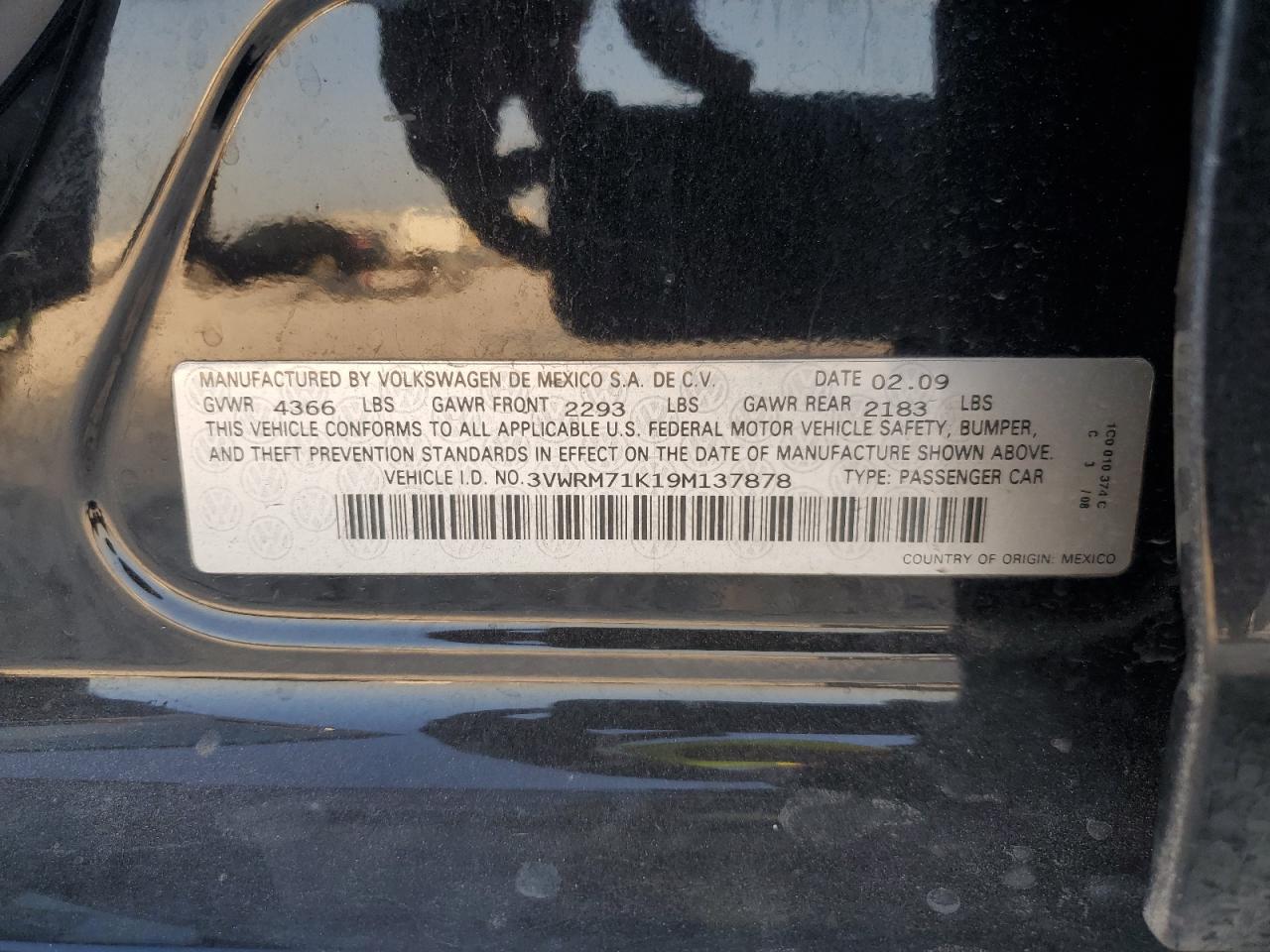 2009 Volkswagen Jetta VIN 3VWRM71K19M137878 Copart auction photo, front end / minor dent/scratches damage thumbnail 13
