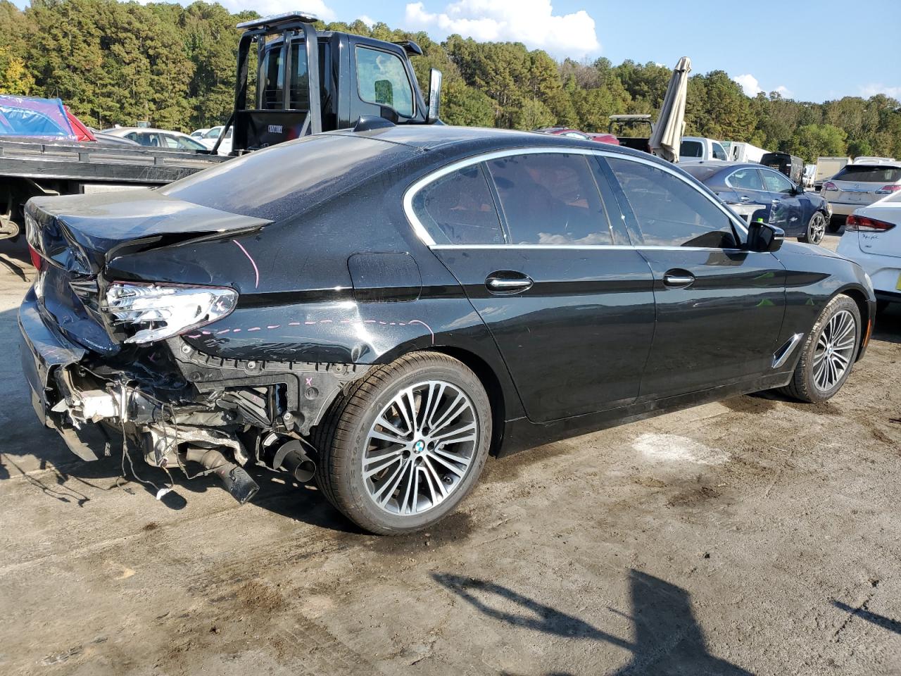 2018 BMW 5er VIN WBAJA5C5XJWA36458 Copart auction photo, rear end / side damage thumbnail 3