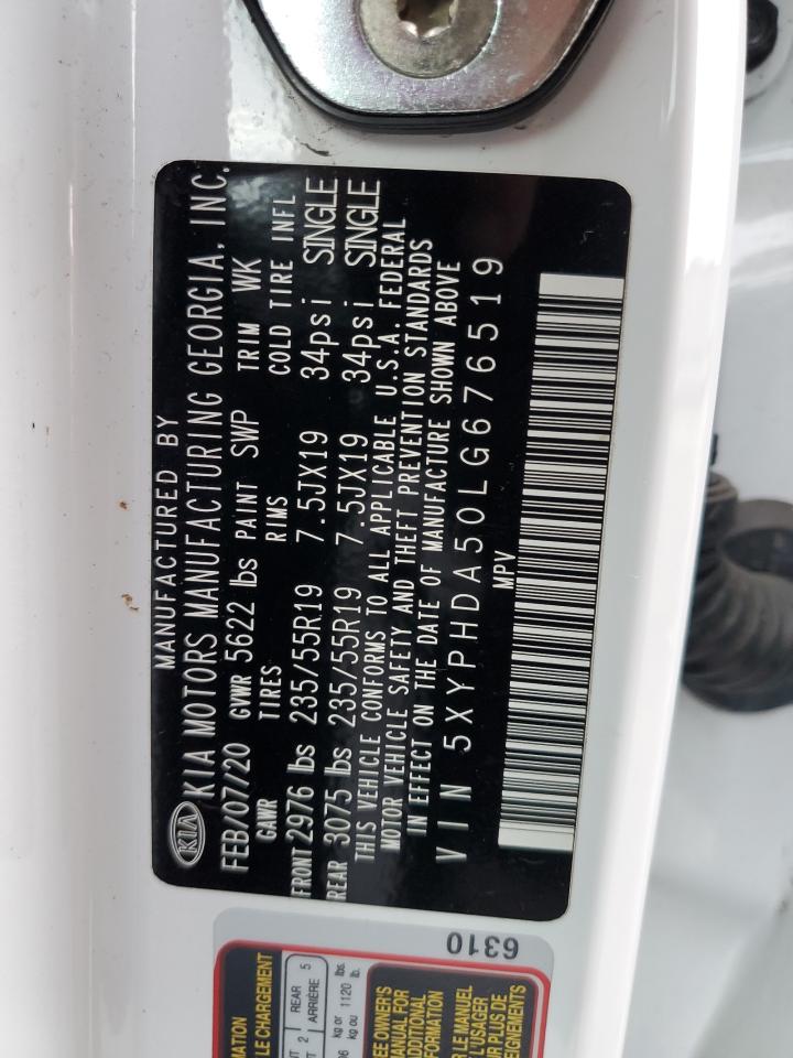 2020 KIA Sorento VIN 5XYPHDA50LG676519 Copart auction photo, front end / minor dent/scratches damage thumbnail 13