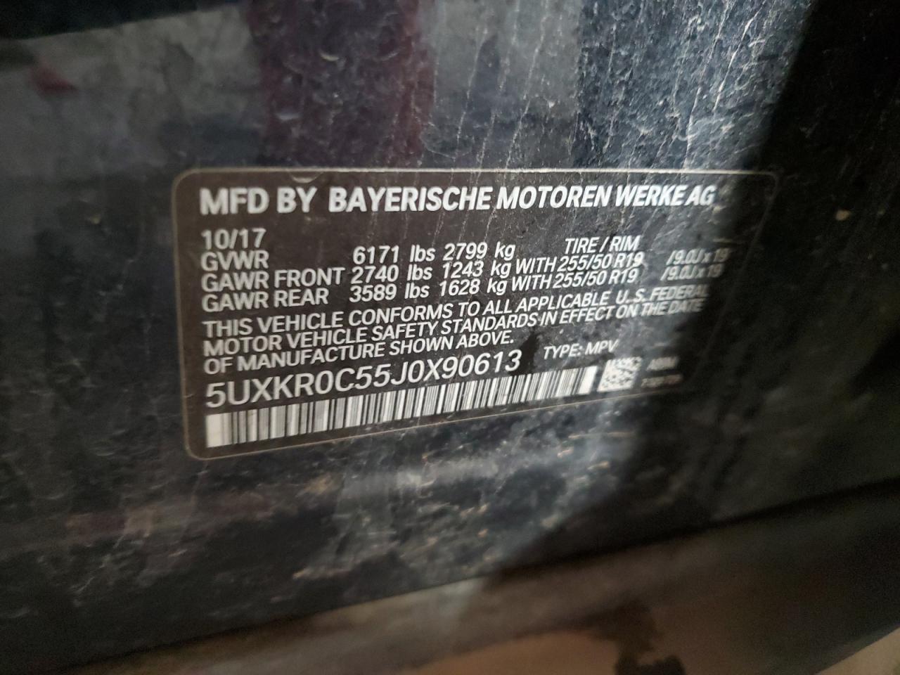 2018 BMW X5 VIN 5UXKR0C55J0X90613 Copart auction photo, rear end / minor dent/scratches damage thumbnail 15