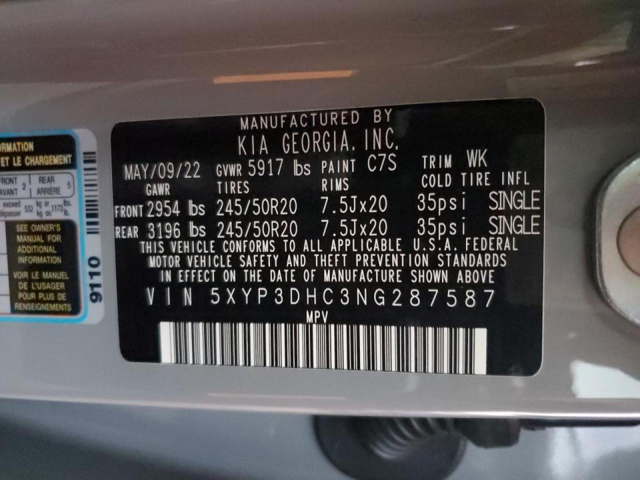2022 KIA Telluride VIN 5XYP3DHC3NG287587 Copart auction photo, all over damage thumbnail 14