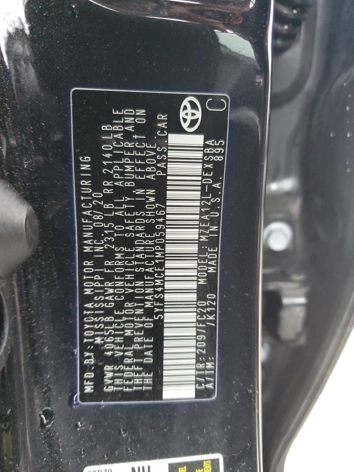 2021 Toyota Corolla VIN 5YFS4MCE1MP059467 Copart auction photo, front end / frame damage damage thumbnail 13