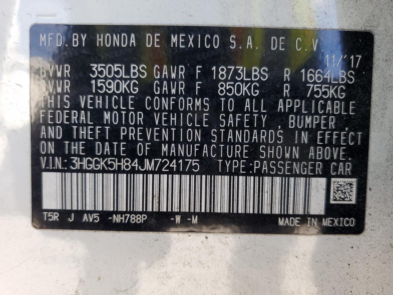 2018 Honda Fit VIN 3HGGK5H84JM724175 Copart auction photo, front end / minor dent/scratches damage thumbnail 13