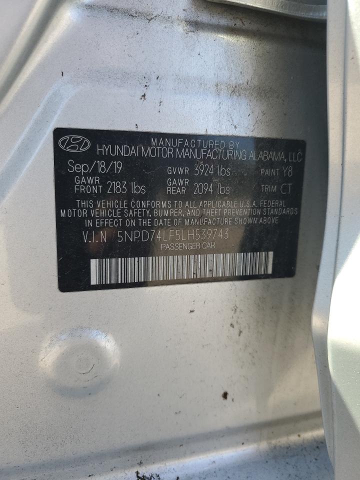 2020 Hyundai Elantra VIN 5NPD74LF5LH539743 Copart auction photo, side damage thumbnail 14