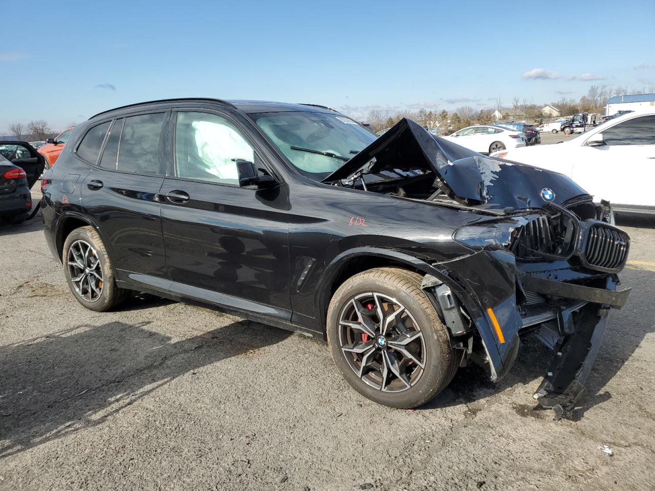 2024 BMW X3 M VIN 5UX83DP07R9U29490 Copart auction photo, front end / side damage thumbnail 4