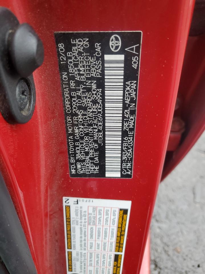 2009 Toyota Corolla VIN JTDBL40E69J054994 Copart auction photo, front end / minor dent/scratches damage thumbnail 14