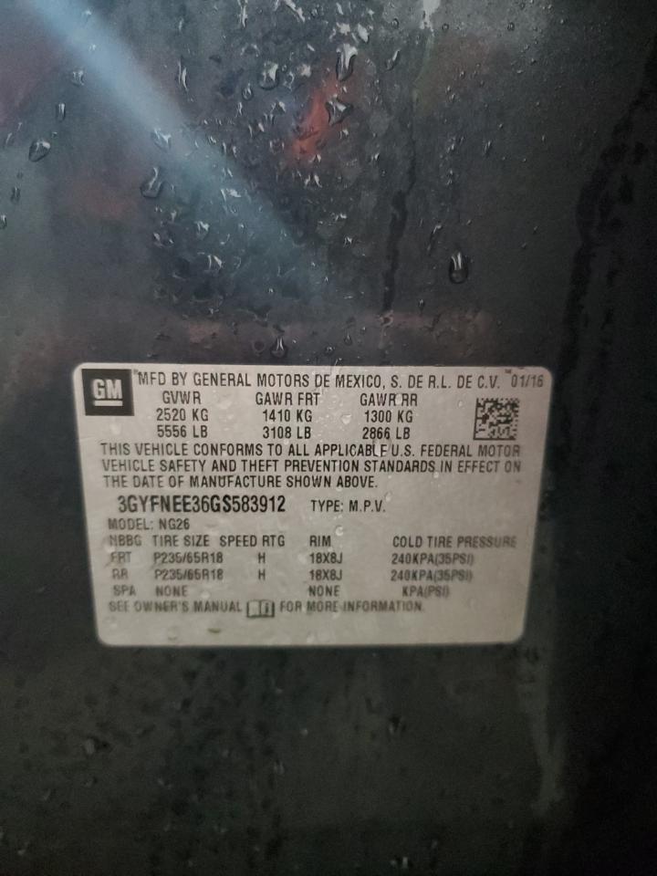 2016 Cadillac SRX VIN 3GYFNEE36GS583912 Copart auction photo, burn - engine / side damage thumbnail 14