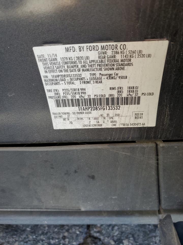 2015 Ford Taurus VIN 1FAHP2D85FG133532 Copart auction photo, rear end damage thumbnail 12