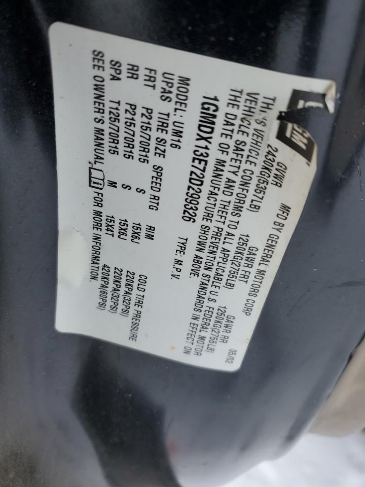 2002 Pontiac Montana VIN 1GMDX13E72D299326 Copart auction photo, front end / all over damage thumbnail 12
