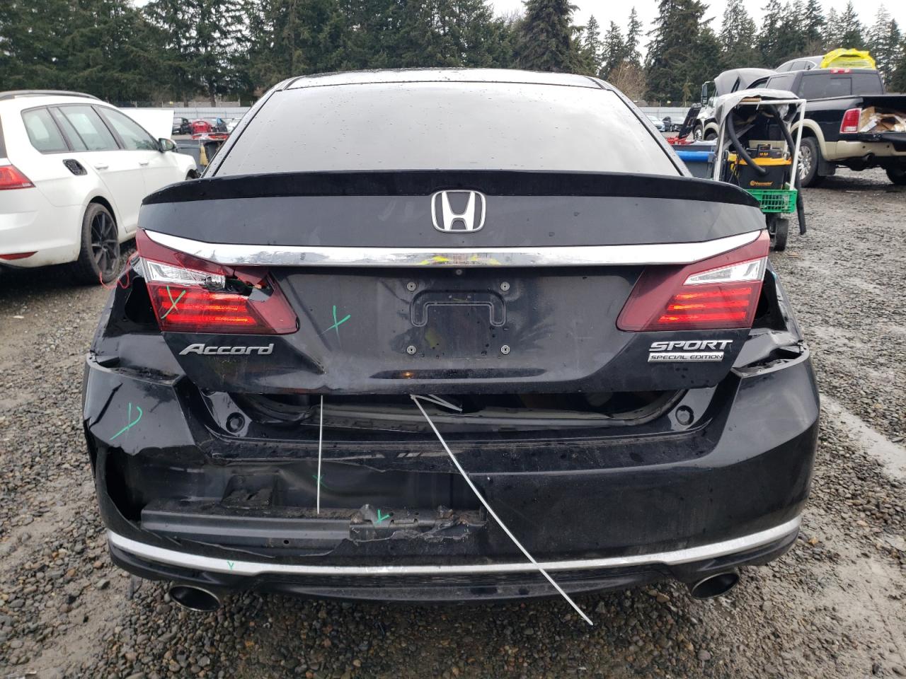 2017 Honda Accord VIN 1HGCR2E18HA113704 Copart auction photo, rear end damage thumbnail 6