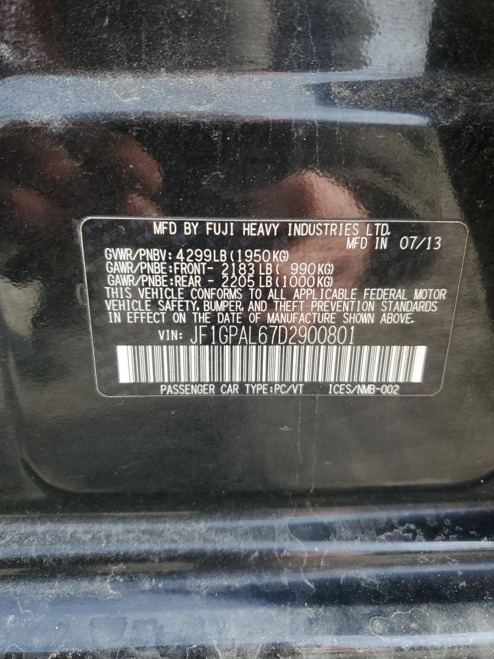 2013 Subaru Impreza VIN JF1GPAL67D2900801 Copart auction photo, rear end damage thumbnail 12