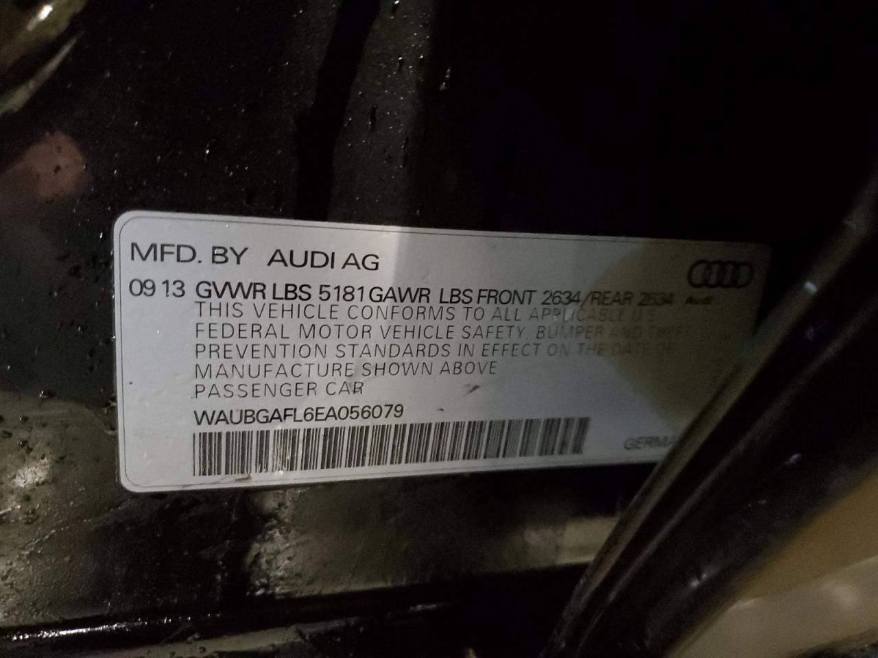 2014 Audi RS4 VIN WAUBGAFL6EA056079 Copart auction photo, front end / side damage thumbnail 12