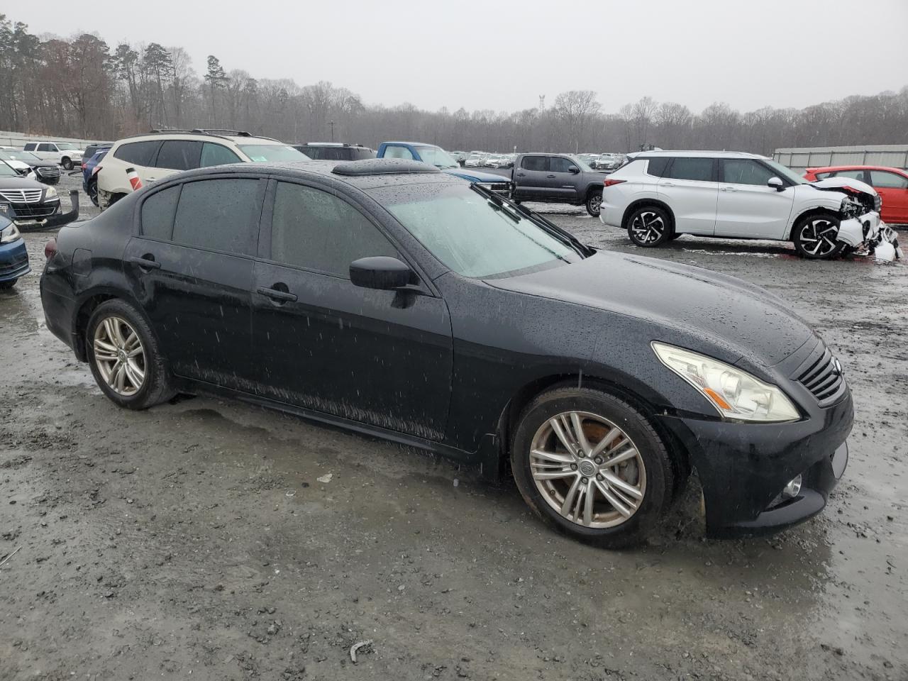 2013 Infiniti G VIN JN1CV6AP0DM304959 Copart auction photo, front end / side damage thumbnail 4