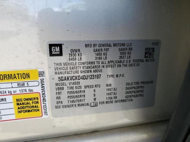 2013 Buick Enclave VIN 5GAKVCKD4DJ123197 Copart auction photo, front end damage thumbnail 14